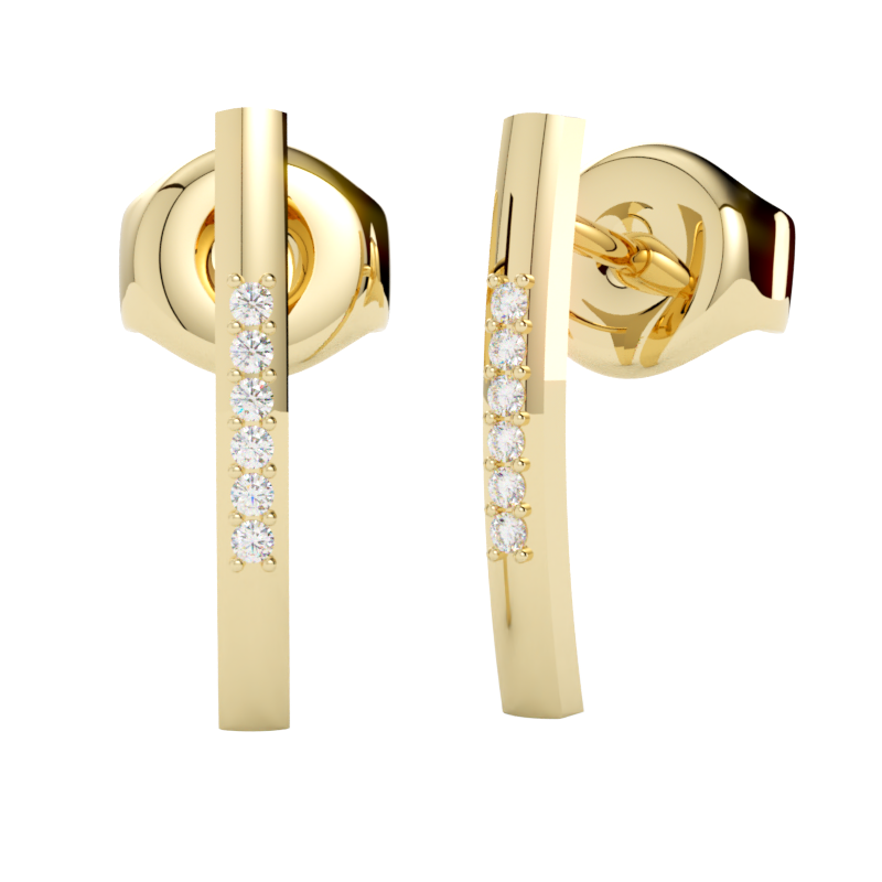 eleganckie kolczyki z diamentami laboratoryjnymi z żółtego złota